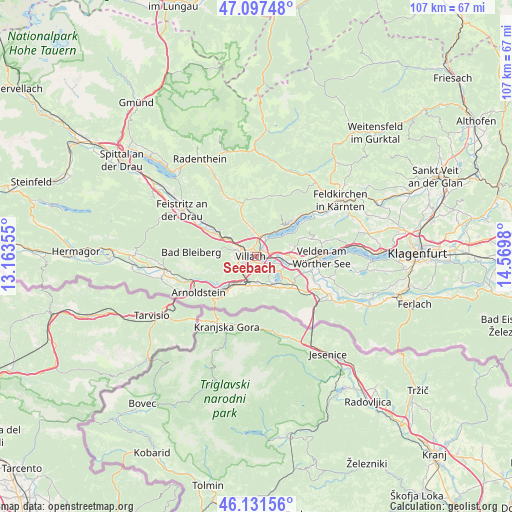 Seebach on map