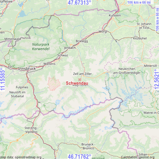 Schwendau on map