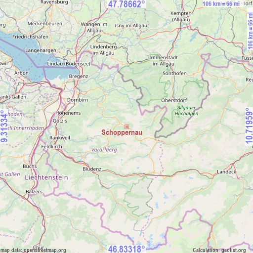 Schoppernau on map