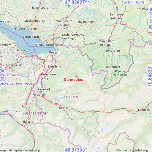 Schnepfau on map