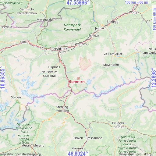 Schmirn on map