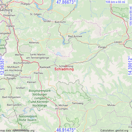 Schladming on map