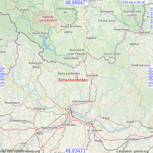 Schenkenfelden on map