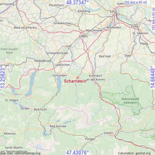 Scharnstein on map