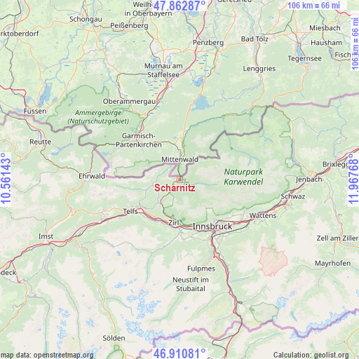 Scharnitz on map