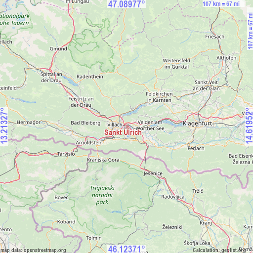 Sankt Ulrich on map