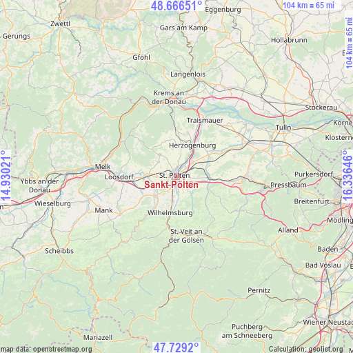 Sankt Pölten on map