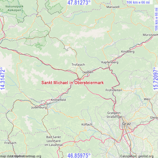 Sankt Michael in Obersteiermark on map