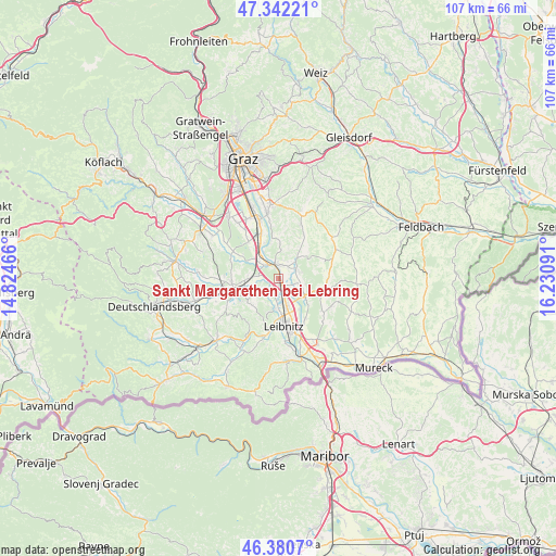 Sankt Margarethen bei Lebring on map