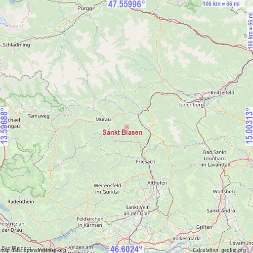 Sankt Blasen on map