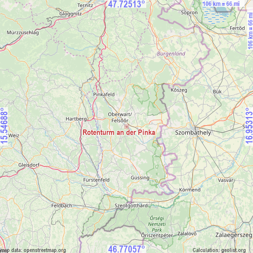 Rotenturm an der Pinka on map