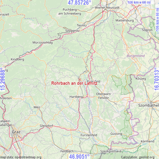 Rohrbach an der Lafnitz on map