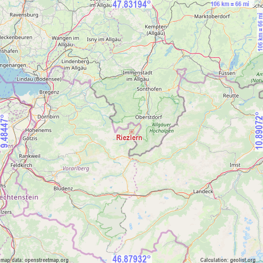 Riezlern on map