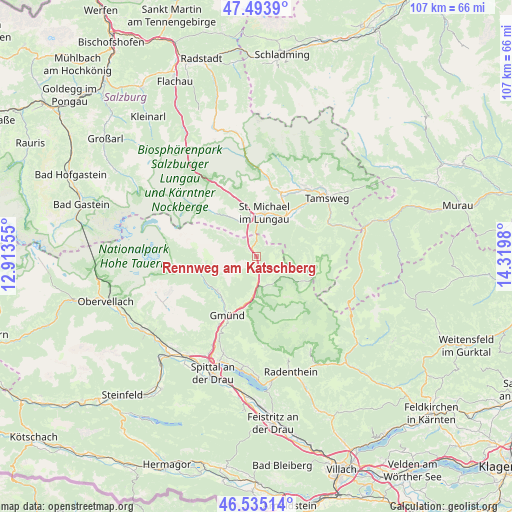Rennweg am Katschberg on map