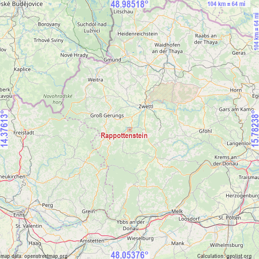 Rappottenstein on map