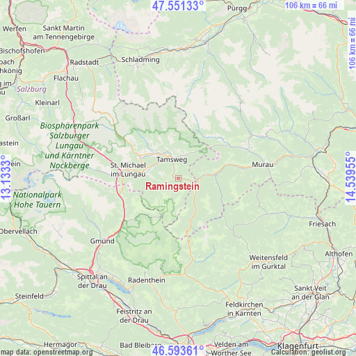 Ramingstein on map