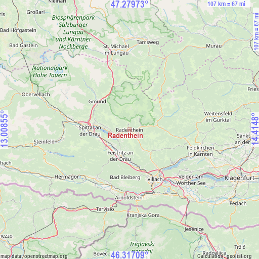 Radenthein on map