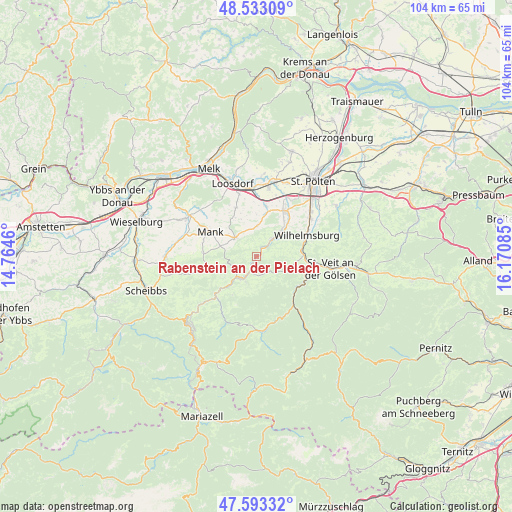 Rabenstein an der Pielach on map