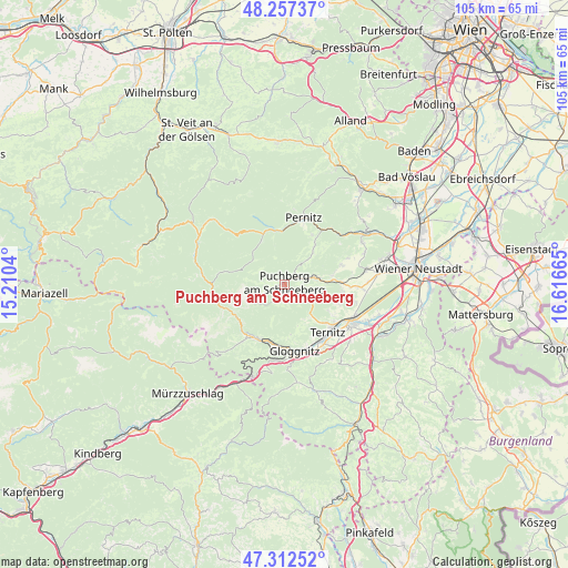 Puchberg am Schneeberg on map
