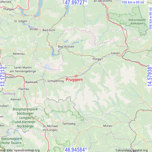Pruggern on map