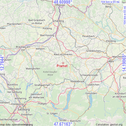 Pramet on map