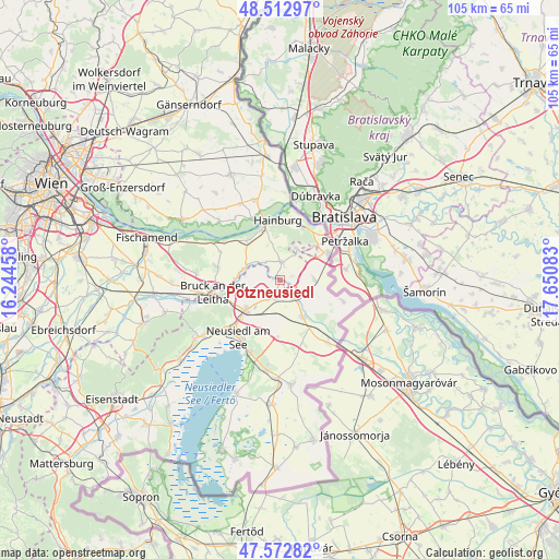 Potzneusiedl on map