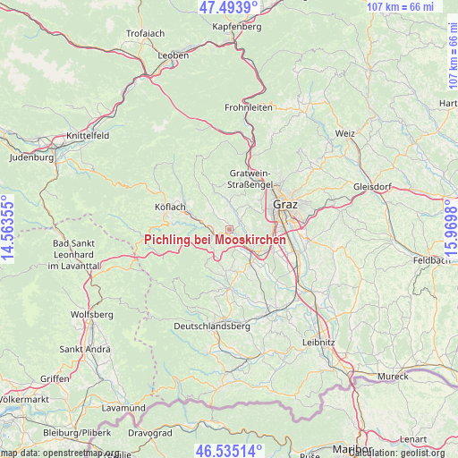 Pichling bei Mooskirchen on map