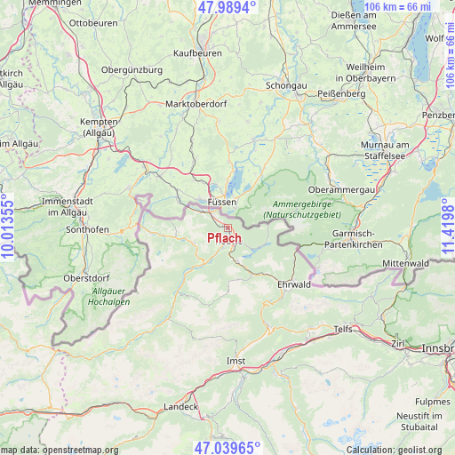 Pflach on map