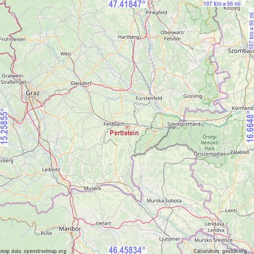 Pertlstein on map