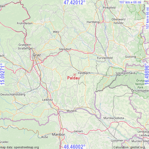 Paldau on map