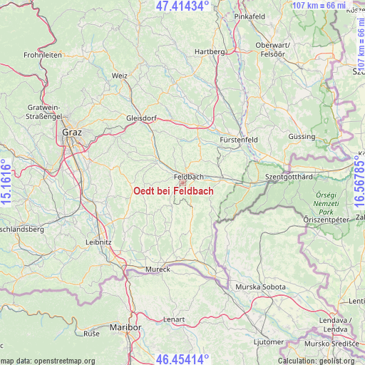 Oedt bei Feldbach on map