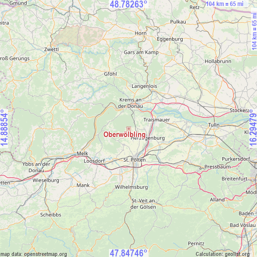 Oberwölbling on map