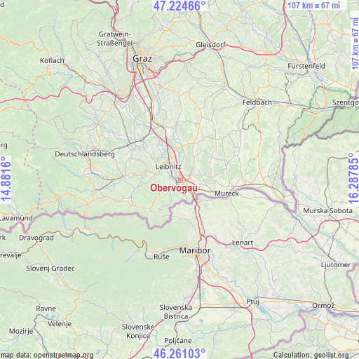 Obervogau on map