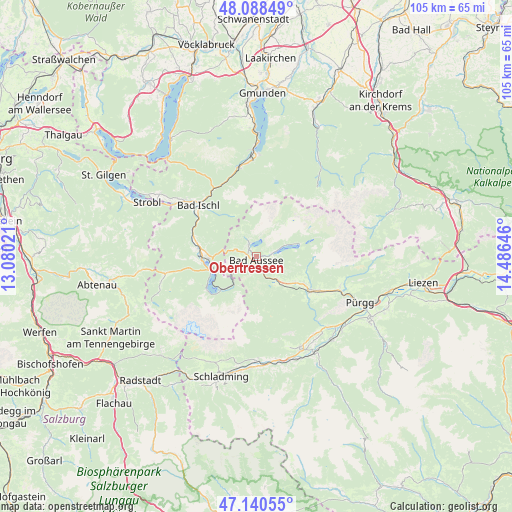 Obertressen on map