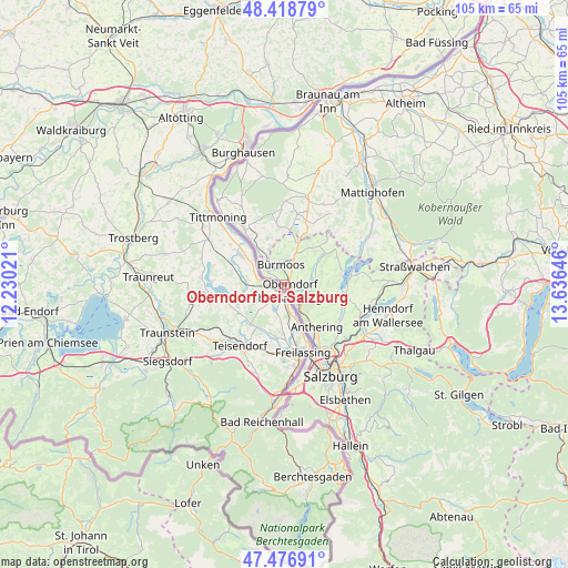 Oberndorf bei Salzburg on map