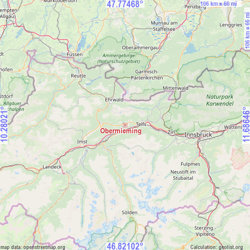 Obermieming on map