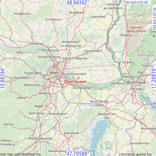 Oberhausen on map