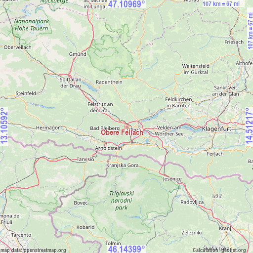 Obere Fellach on map