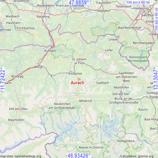 Aurach on map