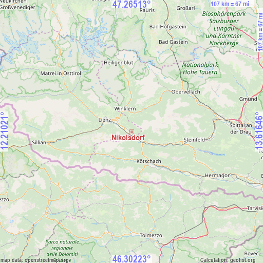 Nikolsdorf on map