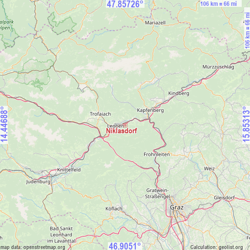 Niklasdorf on map