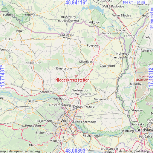 Niederkreuzstetten on map