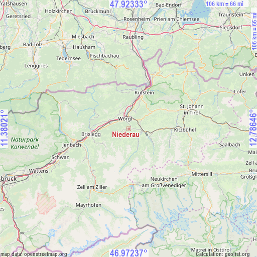 Niederau on map