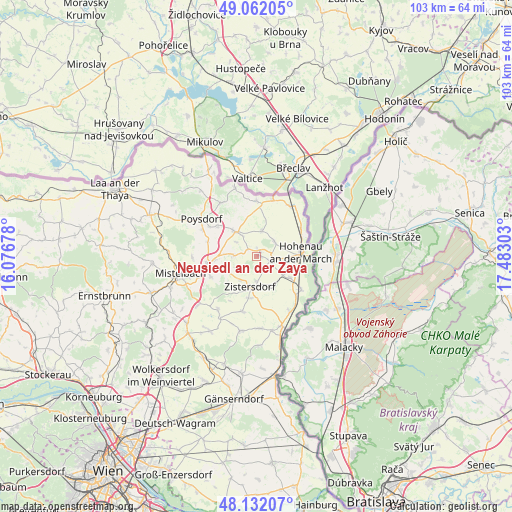 Neusiedl an der Zaya on map