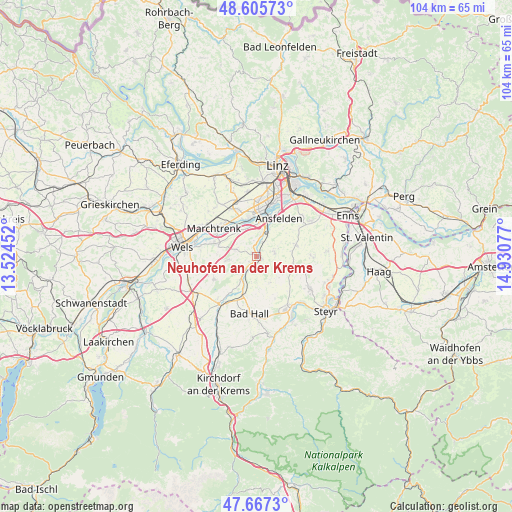 Neuhofen an der Krems on map