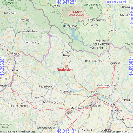 Neufelden on map