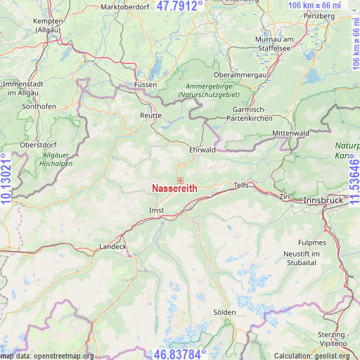 Nassereith on map