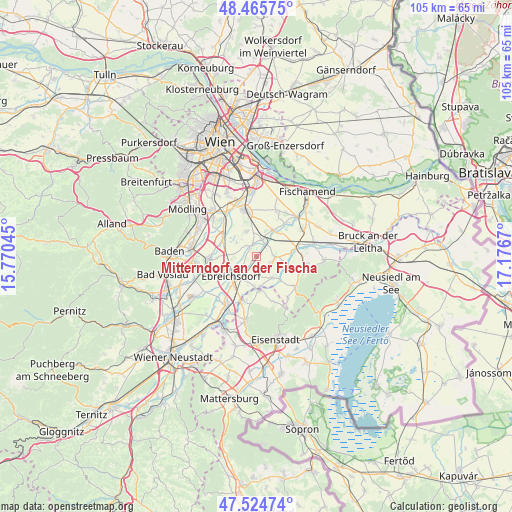Mitterndorf an der Fischa on map