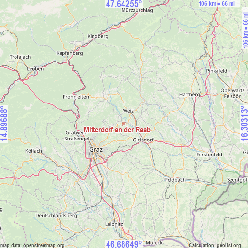 Mitterdorf an der Raab on map