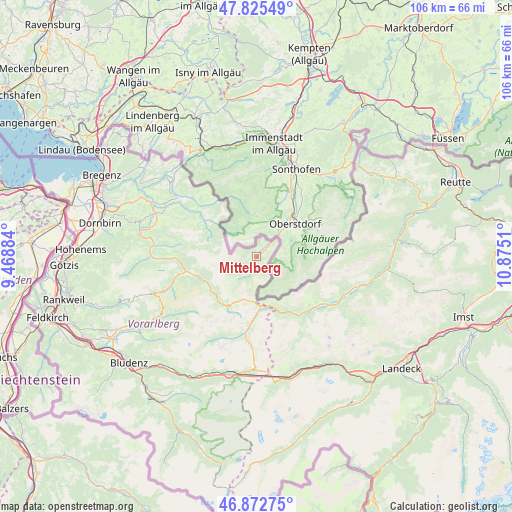 Mittelberg on map